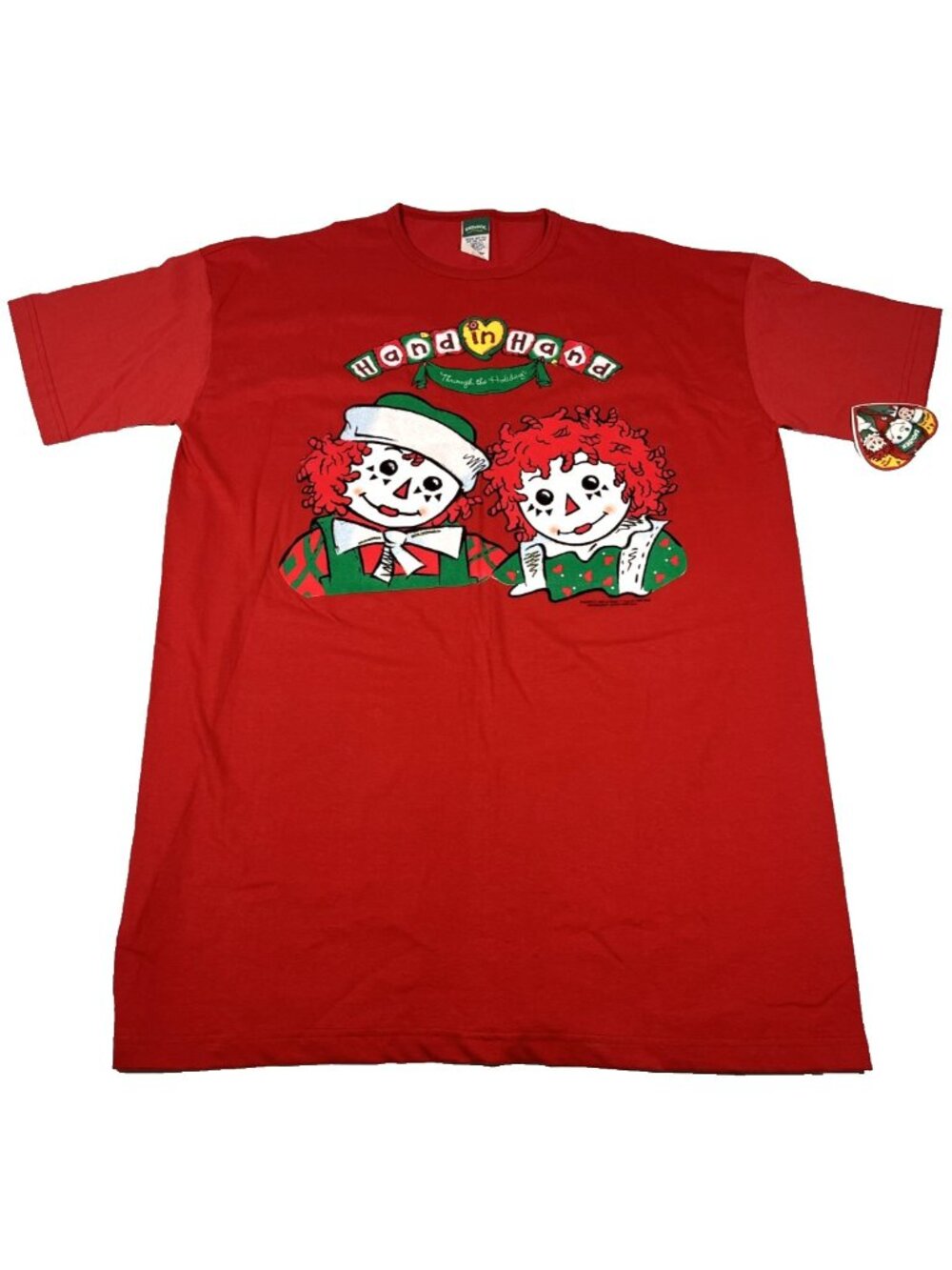 Vintage 90s Raggedy Ann & Andy Doll Christmas Long Sleep T-Shirt NWT Snowden